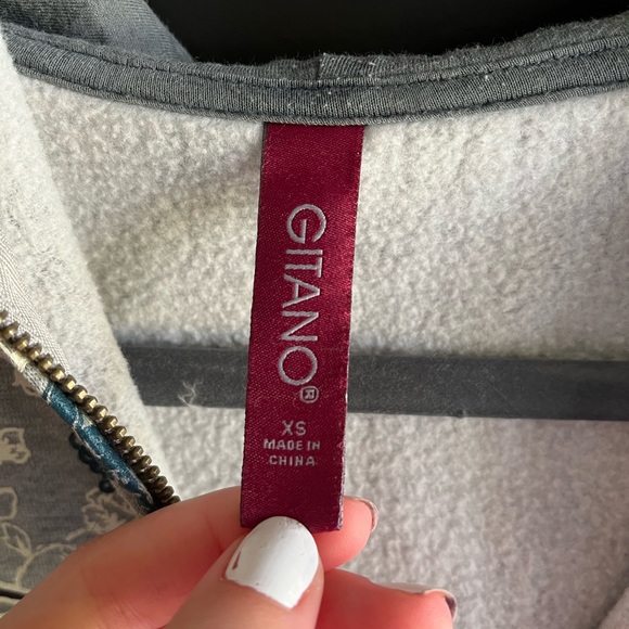 vintage gray zip up long sleeve hoodie - Picture 4 of 5